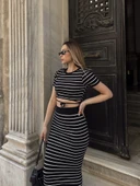 Çizgili etekli takım siyah s3609 thumbnail 6