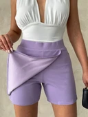 Kapaklı şort etek lila s208 thumbnail 3