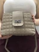 Kapaklı kapitone vizon cilt çanta thumbnail 5