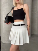 Kemerli pikseli şort etek thumbnail 5