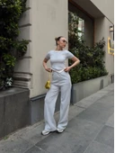 Düğme yakalı gri alt üst takım s3943 thumbnail 2