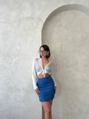 Çift yırtmaçlı etek indigo s25910 thumbnail 3