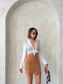 Çift yırtmaçlı etek camel s25910 thumbnail 3