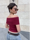 Madonna yaka sıfır kol bluz thumbnail 3