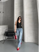 Palazzo straight kar yıkama jeans pantolon mavi d2008 thumbnail 2