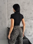 kaşkorse yaka fermuarlı bluz siyah thumbnail 2