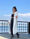 Yarasa kol uzun triko hırka beyaz thumbnail 2