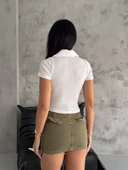 kaşkorse yaka fermuarlı bluz beyaz thumbnail 3