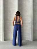 Crop pantolon keten takım s255012 thumbnail 5