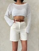 Gabardin kumaş şort thumbnail 6