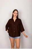 Cepli salaş gömlek koyu kahve t1010 thumbnail 2