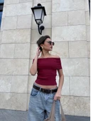 Madonna yaka sıfır kol bluz thumbnail 2