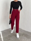örme krep pantolon çift düğmeli thumbnail 2