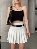 Kemerli pikseli şort etek thumbnail 2