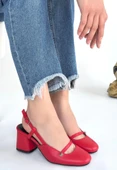 Jecci Kırmızı Cilt Topuklu Ayakkabı thumbnail 3