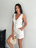 Kadın keten şort yelek takım s3461 thumbnail 3