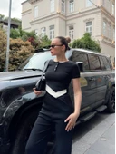 Düğme yakalı siyah alt üst takım s3943 thumbnail 6