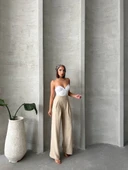 Pileli keten pantolon s255046 thumbnail 5