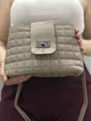 Kapaklı kapitone vizon cilt çanta thumbnail 3