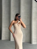 Tek omuz pliseli elbise thumbnail 3