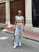 Crop pantolon biyeli takım gri thumbnail 7