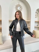 Mevsimlik deri ceket siyah st255510 thumbnail 1