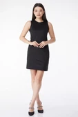 Düz Bisiklet Yaka Kadın Siyah Mini Elbise thumbnail 5