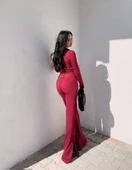 Pencereli detaylı alt üst takım bordo w3864 thumbnail 2