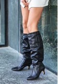 Zelya Siyah Cilt Topuklu Çizme thumbnail 1
