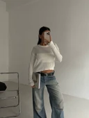 Triko transparent bluz beyaz thumbnail 2