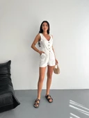 Kadın keten şort yelek takım s3461 thumbnail 7