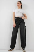 Yüksek Bel Kot Pantolon 6701 - Siyah thumbnail 1