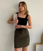 Kargo cep ince paraşüt etek haki s241019 thumbnail 3