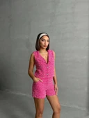 Yelekli şort takım pembe thumbnail 8