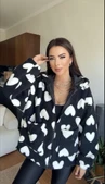 Kalpli peluş ceket içi astarlı siyahbeyaz thumbnail 1