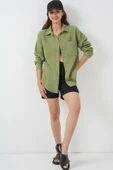 Tek Cepli Oversize Müslin Gömlek 20353 - Çağla thumbnail 2