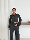 Gömlek yaka kaplama düğmeli takım antrasit st265866 thumbnail 5