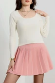 U yaka kaşkorse bluz beyaz A132 thumbnail 1