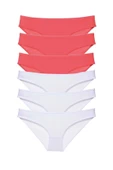 LitaeTrend 6 adet Eko Set Likralı Kadın Slip Külot Fuşya Beyaz thumbnail 1