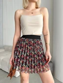 Baskılı astarlı mini etek thumbnail 5