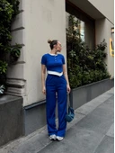 Düğme yakalı saks alt üst takım s3943 thumbnail 4