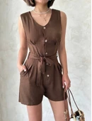 Kuşaklı şortlu tulum thumbnail 1