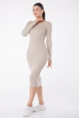 Düz Bisiklet Yaka Kadın Midi Elbise thumbnail 1
