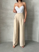 Pileli keten pantolon s255046 thumbnail 4