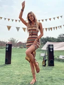 Kadın çok Renkli Yırtmaçlı Dizde Süprem Elbise thumbnail 6