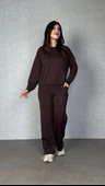 Kadın Uzun Kollu Bisiklet Yaka Viskon Iki Iplik Bluz Ve Pantolon Ikili Takım thumbnail 3