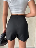 Yüksek bel parçalı double kumaş şort s25312 thumbnail 2