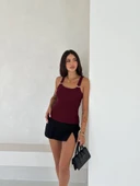 Ottoman toka askılı bluz bordo s4194 thumbnail 2