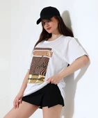 Varak çizgili Oversize tişört thumbnail 3