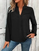 Kadın Uzun Kollu Hakim Yaka Bluz thumbnail 3